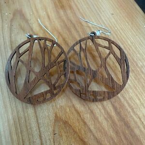 Brown Wooden Tree Cutout Dangle Earrings - Women Jewelry